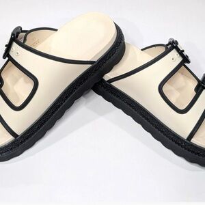 Coach Cream and Black Mules